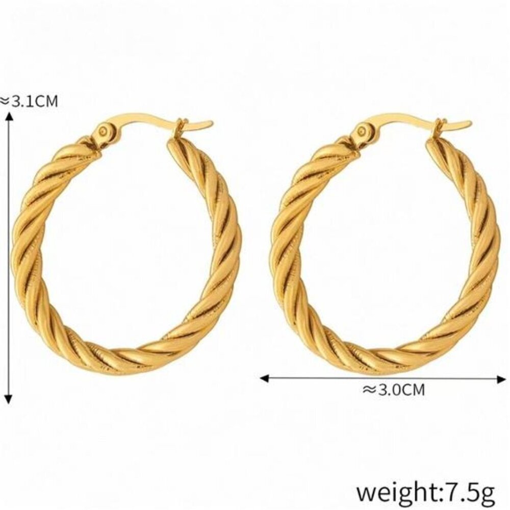 18K Gold-Plated Hoop Earrings - Picture 4 of 5